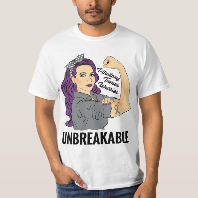 Pituitary Tumor Warrior Unbreakable Gland Awarenes T-Shirt (Front)