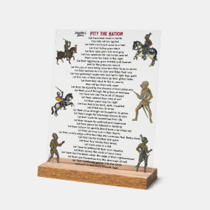 Pity the Nation Poetry Writing Acrylic Sign