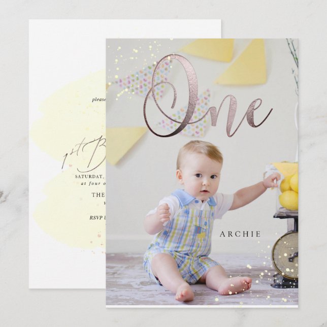 PixDezine 1ST Birthday Watercolor Invitation (Front/Back)