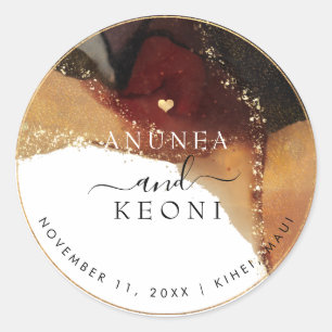 PixDezine Abstract Ink Alcohol Faux Gold Classic Round Sticker