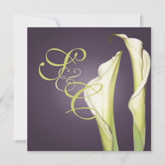 PixDezine Calla lilies+plum, wedding Invitations (Front)