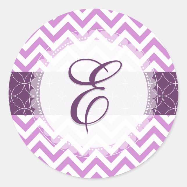 PixDezine chevron/radiant orchid/diy colours Classic Round Sticker (Front)