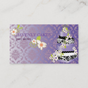 PixDezine damask+lilac cake bakery/pâtisserie Business Card