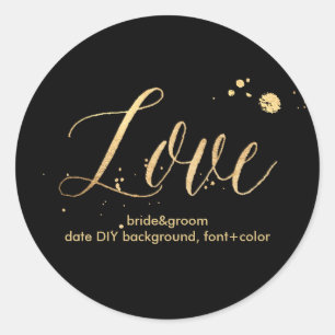 PixDezine dazzled faux gold/love Classic Round Sticker