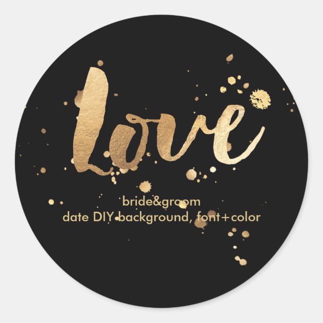 PixDezine dazzled faux gold/love Classic Round Sticker (Front)