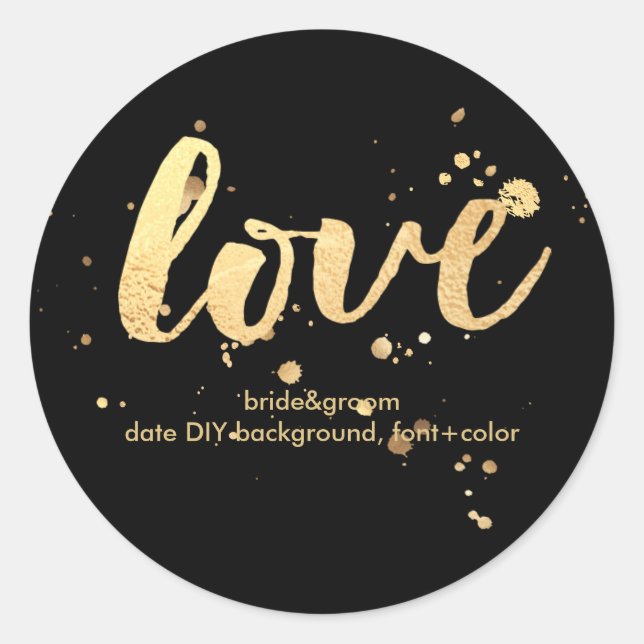 PixDezine dazzled faux gold/love Classic Round Sticker (Front)