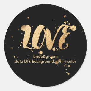 PixDezine dazzled faux gold/love Classic Round Sticker