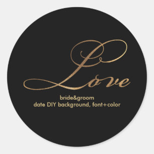 PixDezine dazzled faux gold/love Classic Round Sticker