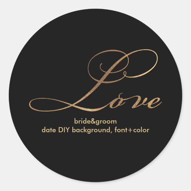 PixDezine dazzled faux gold/love Classic Round Sticker (Front)