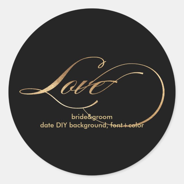 PixDezine dazzled faux gold/love Classic Round Sticker (Front)