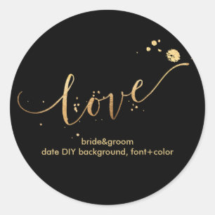 PixDezine dazzled faux gold/love Classic Round Sticker