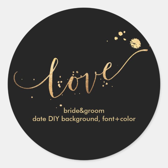 PixDezine dazzled faux gold/love Classic Round Sticker (Front)