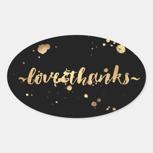 Image of PixDezine dazzled faux gold/love/thanks Oval Sticker