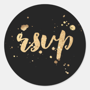 PixDezine dazzled faux gold/rsvp Classic Round Sticker
