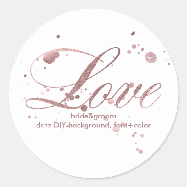 PixDezine Dazzled Faux Rose Gold/love Classic Round Sticker (Front)