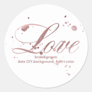 PixDezine Dazzled Faux Rose Gold/love Classic Round Sticker