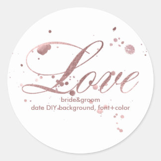 PixDezine Dazzled Faux Rose Gold/love Classic Round Sticker