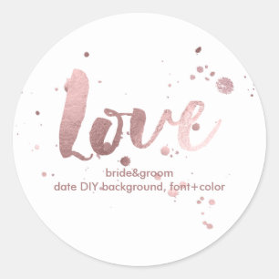 PixDezine Dazzled Faux Rose Gold/love Classic Round Sticker