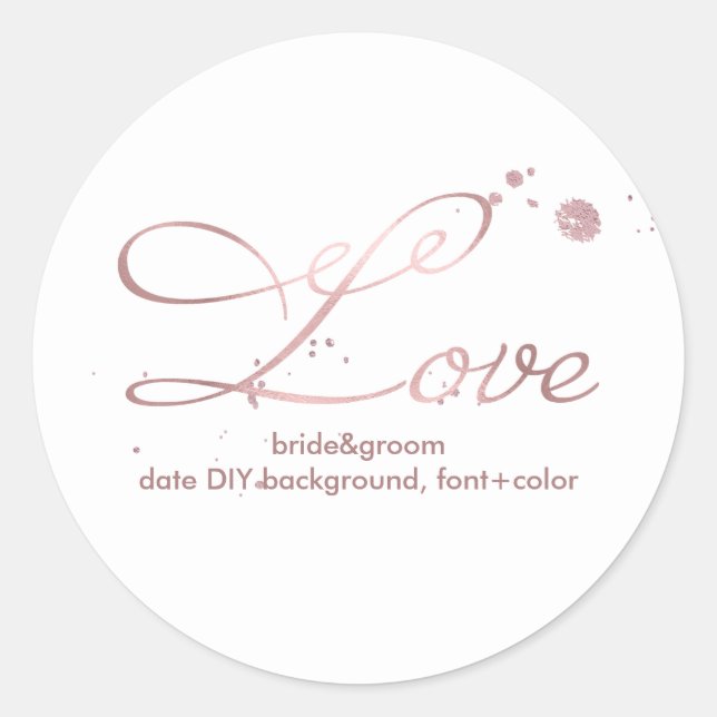 PixDezine Dazzled Faux Rose Gold/love Classic Round Sticker (Front)