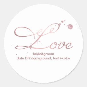 PixDezine Dazzled Faux Rose Gold/love Classic Round Sticker