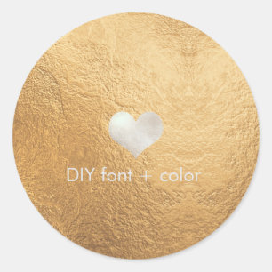 PixDezine faux silver heart/gold background Classic Round Sticker