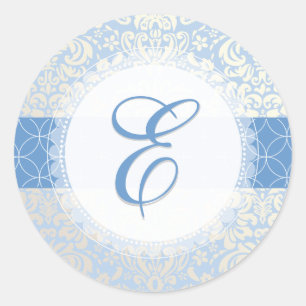 PixDezine fidora damask/diy colours/placid blue Classic Round Sticker