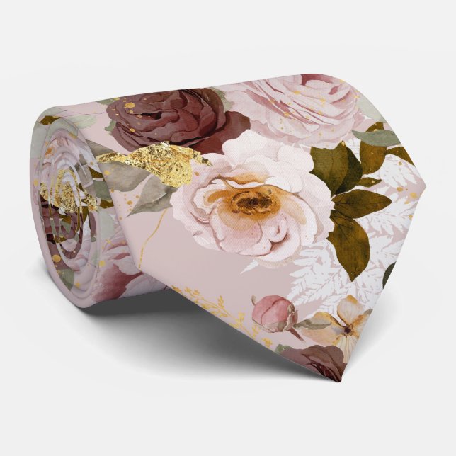 PixDezine H2 Burgundy Blush Roses DIY Background Tie (Rolled)