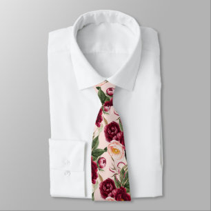 PixDezine H2 Flowers Burgundy Blush Peonies Tie