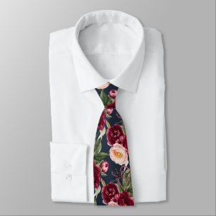 PixDezine H2 Flowers Burgundy Blush Peonies Tie