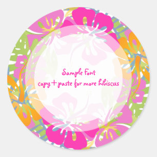 PixDezine hibiscus lei/DIY background colour Classic Round Sticker