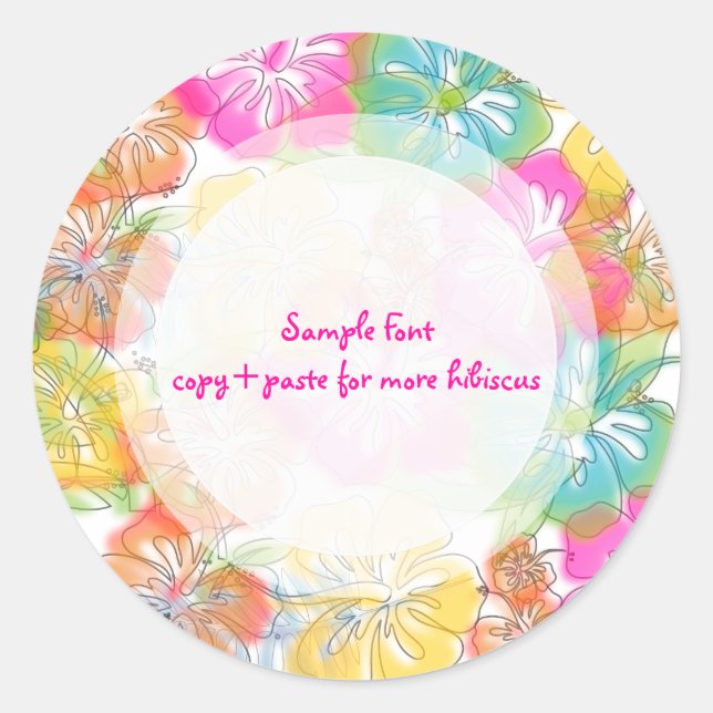 PixDezine hibiscus lei/DIY background colour Classic Round Sticker (Front)