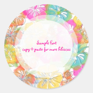 PixDezine hibiscus lei/DIY background colour Classic Round Sticker