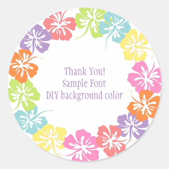 PixDezine hibiscus lei/DIY background colour Classic Round Sticker (Front)