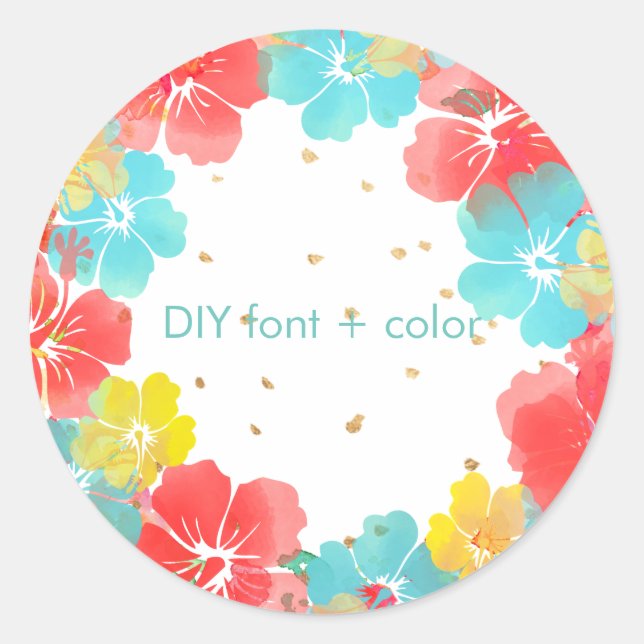 PixDezine hibiscus lei/DIY background colour Classic Round Sticker (Front)