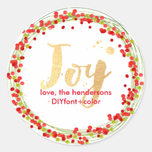 PixDezine holly berry/holiday wreath Classic Round Sticker