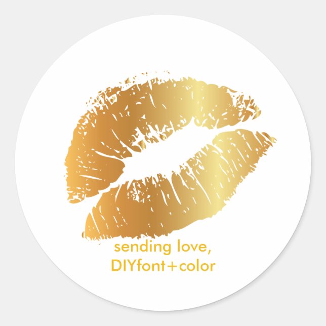 PixDezine kiss/golden lips Classic Round Sticker (Front)