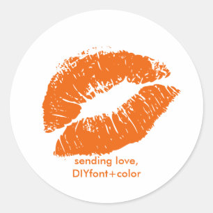 PixDezine kiss/orange lips Classic Round Sticker