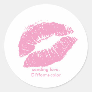 PixDezine kiss/pink lips Classic Round Sticker