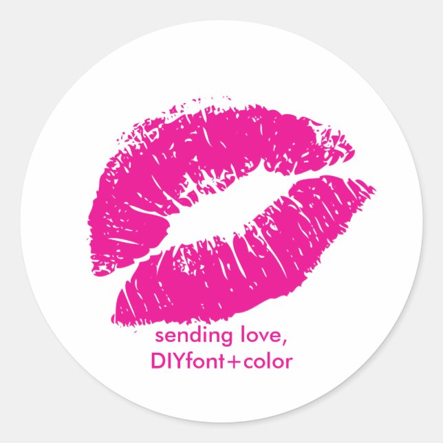 PixDezine kiss/pink lips Classic Round Sticker (Front)