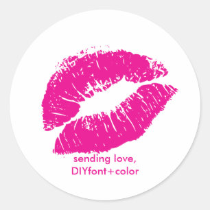 PixDezine kiss/pink lips Classic Round Sticker