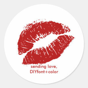 PixDezine kiss/red lips Classic Round Sticker