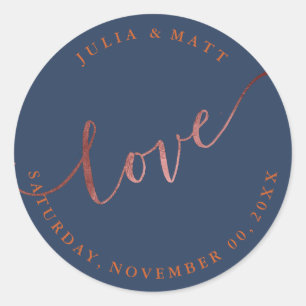 PixDezine Love/Faux Copper/DIY colour Classic Round Sticker