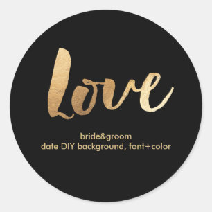 PixDezine Love in Faux Gold Classic Round Sticker