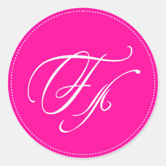 PixDezine monogram F, diy background colour Classic Round Sticker