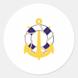 PixDezine nautical/anchor/lifesaver/ Classic Round Sticker