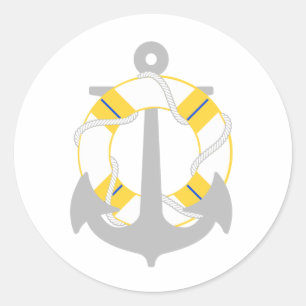 PixDezine nautical/anchor/lifesaver/ Classic Round Sticker