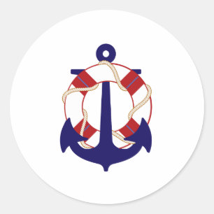 PixDezine nautical/anchor/lifesaver/ Classic Round Sticker