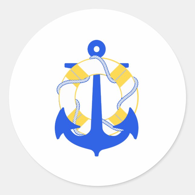 PixDezine nautical/anchor/lifesaver/ Classic Round Sticker (Front)