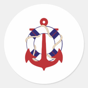 PixDezine nautical/anchor/lifesaver/ Classic Round Sticker