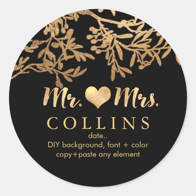 PixDezine Olives/Faux Gold/DIY background Classic Round Sticker (Front)